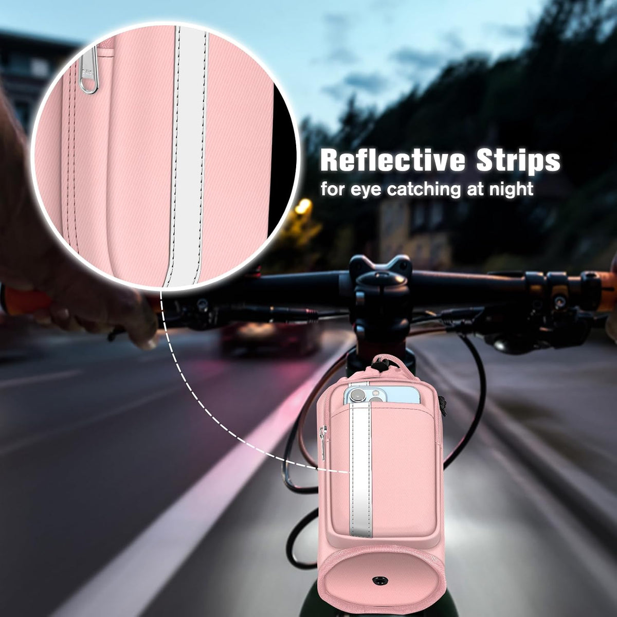 Cup Holder for Bike, Universal Water Bottle Holder w/Phone Pockets