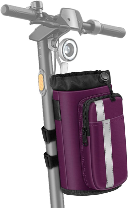 Cup Holder for Bike, Universal Water Bottle Holder w/Phone Pockets