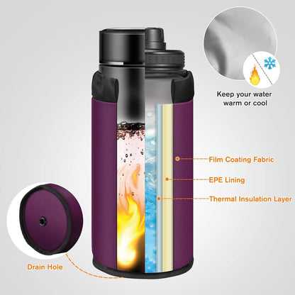 Cup Holder for Bike, Universal Water Bottle Holder w/Phone Pockets