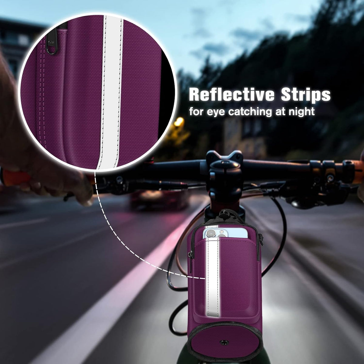 Cup Holder for Bike, Universal Water Bottle Holder w/Phone Pockets