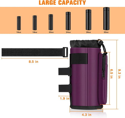 Cup Holder for Bike, Universal Water Bottle Holder w/Phone Pockets