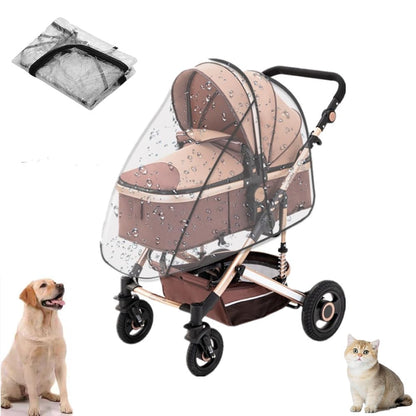 Unisize Pet Stroller Rain Cover - Foldable Clear Protection for Snow, Rain, Wind - Suitable for Various Pet Stroller Models