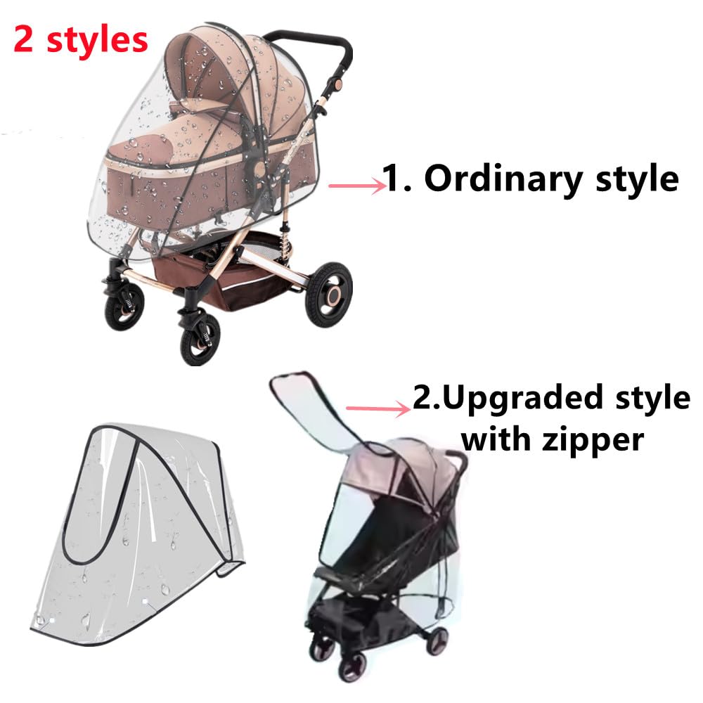 Unisize Pet Stroller Rain Cover - Foldable Clear Protection for Snow, Rain, Wind - Suitable for Various Pet Stroller Models