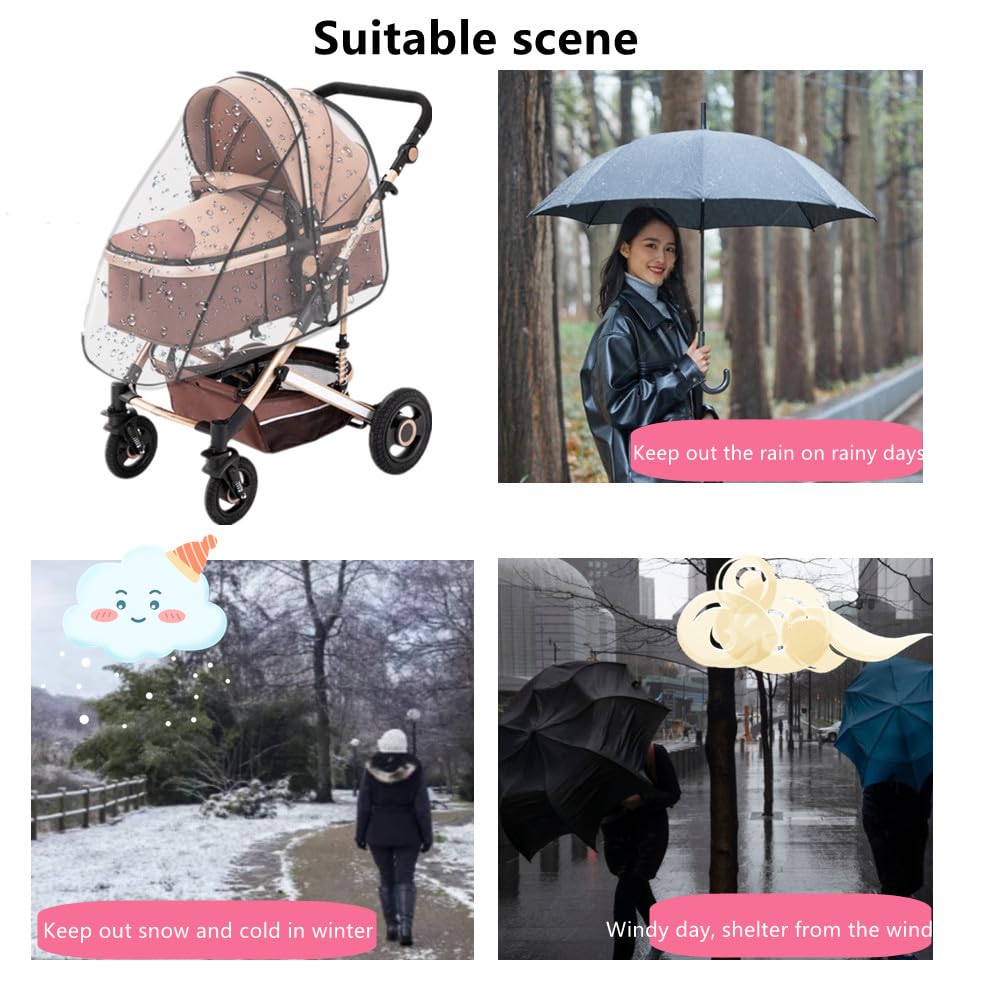 Unisize Pet Stroller Rain Cover - Foldable Clear Protection for Snow, Rain, Wind - Suitable for Various Pet Stroller Models