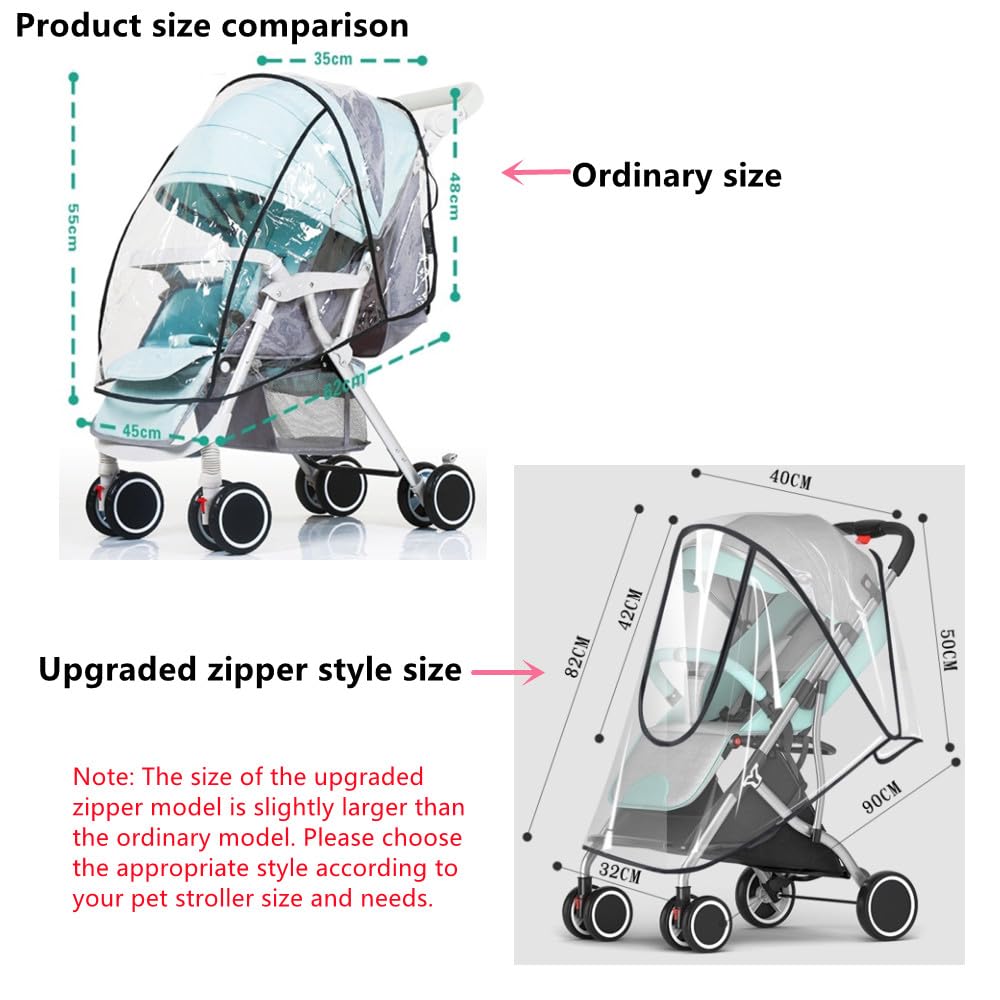 Unisize Pet Stroller Rain Cover - Foldable Clear Protection for Snow, Rain, Wind - Suitable for Various Pet Stroller Models