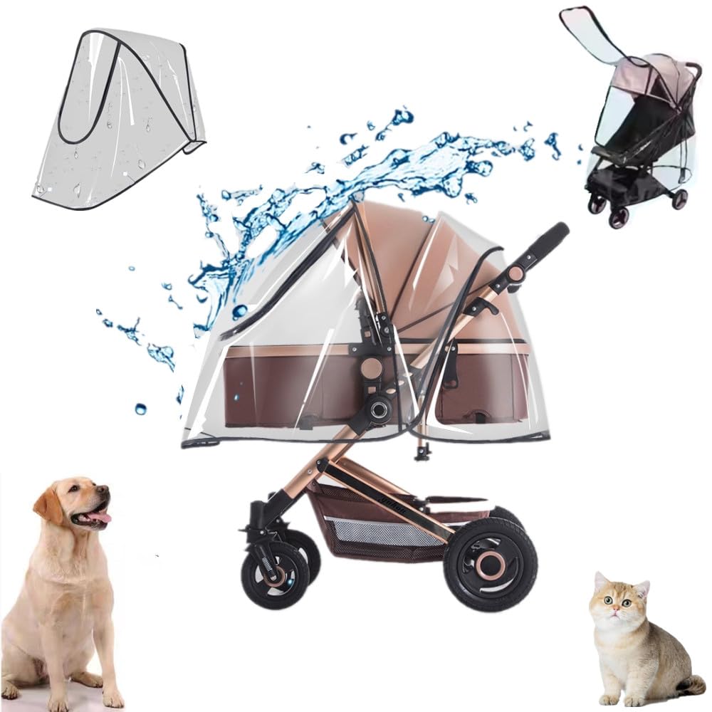 Unisize Pet Stroller Rain Cover - Foldable Clear Protection for Snow, Rain, Wind - Suitable for Various Pet Stroller Models