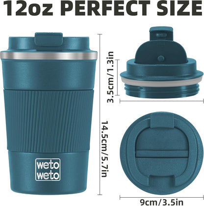 12 oz Stainless Steel Insulated Tumbler, Travel Coffee Mug, Insulated Coffee Mug with Lid, Spill Proof Coffee Cup, Portable Thermal Mug, Reusable Cup for Hot and Cold (Grey)