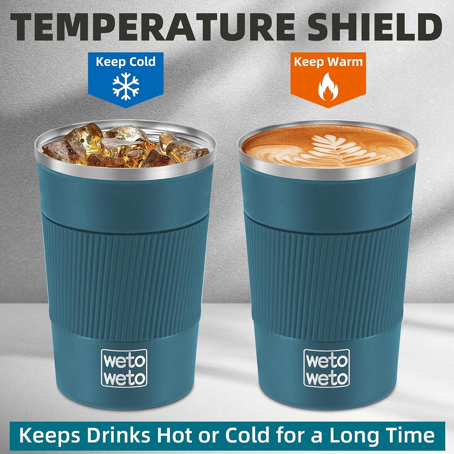 12 oz Stainless Steel Insulated Tumbler, Travel Coffee Mug, Insulated Coffee Mug with Lid, Spill Proof Coffee Cup, Portable Thermal Mug, Reusable Cup for Hot and Cold (Grey)