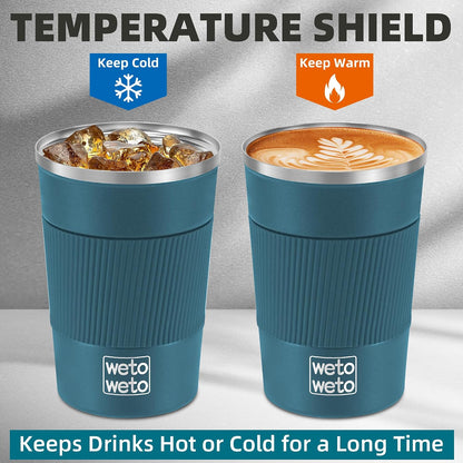 12 oz Stainless Steel Insulated Tumbler, Travel Coffee Mug, Insulated Coffee Mug with Lid, Spill Proof Coffee Cup, Portable Thermal Mug, Reusable Cup for Hot and Cold (Grey)