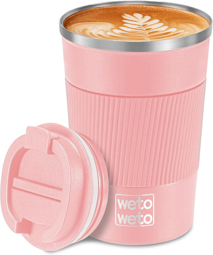 12 oz Stainless Steel Insulated Tumbler, Travel Coffee Mug, Insulated Coffee Mug with Lid, Spill Proof Coffee Cup, Portable Thermal Mug, Reusable Cup for Hot and Cold (Grey)