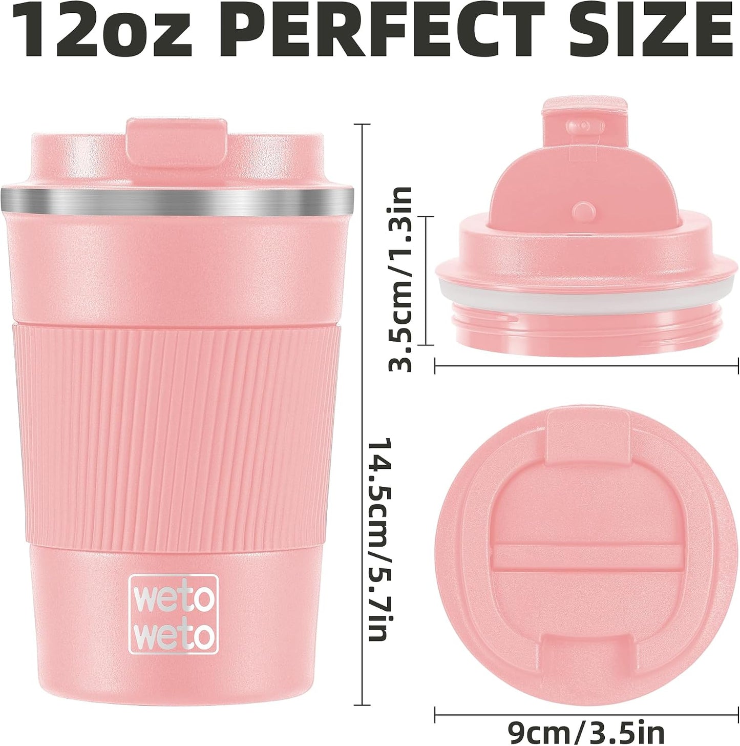 12 oz Stainless Steel Insulated Tumbler, Travel Coffee Mug, Insulated Coffee Mug with Lid, Spill Proof Coffee Cup, Portable Thermal Mug, Reusable Cup for Hot and Cold (Grey)