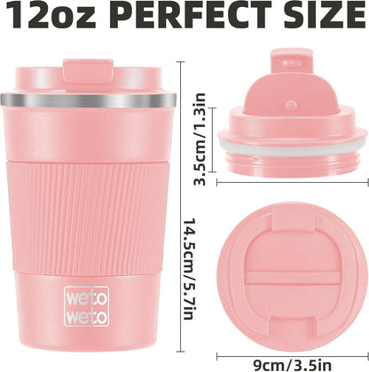 12 oz Stainless Steel Insulated Tumbler, Travel Coffee Mug, Insulated Coffee Mug with Lid, Spill Proof Coffee Cup, Portable Thermal Mug, Reusable Cup for Hot and Cold (Grey)