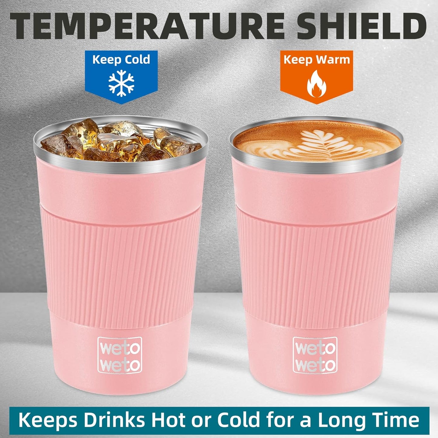 12 oz Stainless Steel Insulated Tumbler, Travel Coffee Mug, Insulated Coffee Mug with Lid, Spill Proof Coffee Cup, Portable Thermal Mug, Reusable Cup for Hot and Cold (Grey)