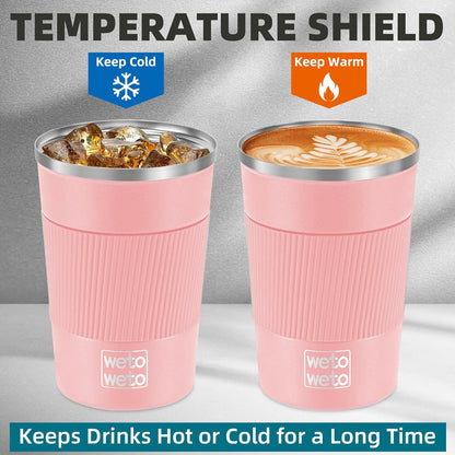 12 oz Stainless Steel Insulated Tumbler, Travel Coffee Mug, Insulated Coffee Mug with Lid, Spill Proof Coffee Cup, Portable Thermal Mug, Reusable Cup for Hot and Cold (Grey)