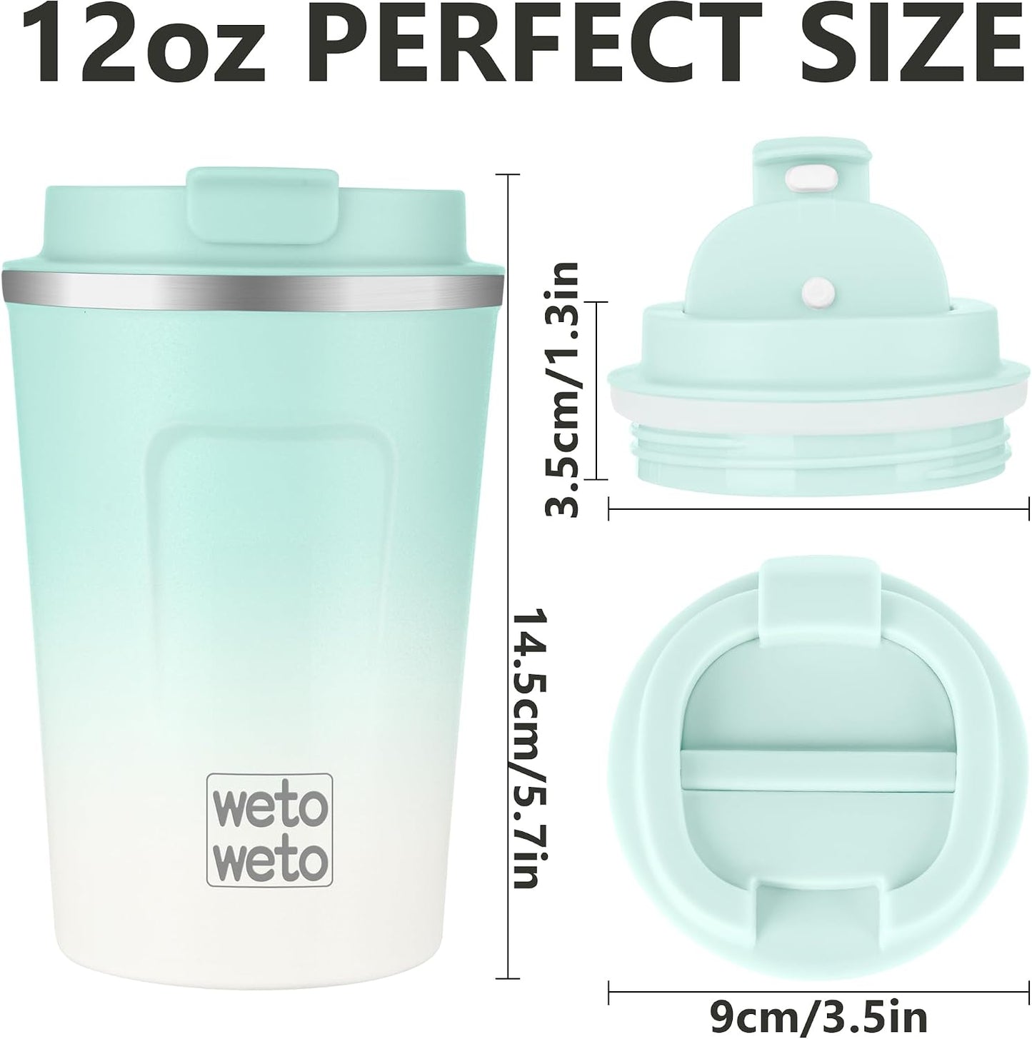 12 oz Stainless Steel Insulated Tumbler, Travel Coffee Mug, Insulated Coffee Mug with Lid, Spill Proof Coffee Cup, Portable Thermal Mug, Reusable Cup for Hot and Cold (Grey)