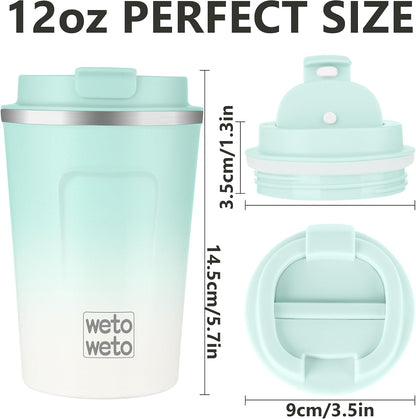 12 oz Stainless Steel Insulated Tumbler, Travel Coffee Mug, Insulated Coffee Mug with Lid, Spill Proof Coffee Cup, Portable Thermal Mug, Reusable Cup for Hot and Cold (Grey)
