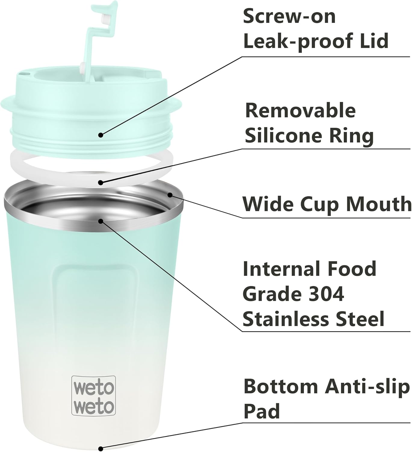 12 oz Stainless Steel Insulated Tumbler, Travel Coffee Mug, Insulated Coffee Mug with Lid, Spill Proof Coffee Cup, Portable Thermal Mug, Reusable Cup for Hot and Cold (Grey)