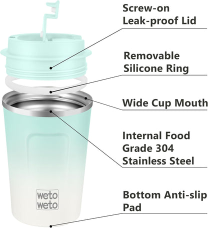 12 oz Stainless Steel Insulated Tumbler, Travel Coffee Mug, Insulated Coffee Mug with Lid, Spill Proof Coffee Cup, Portable Thermal Mug, Reusable Cup for Hot and Cold (Grey)
