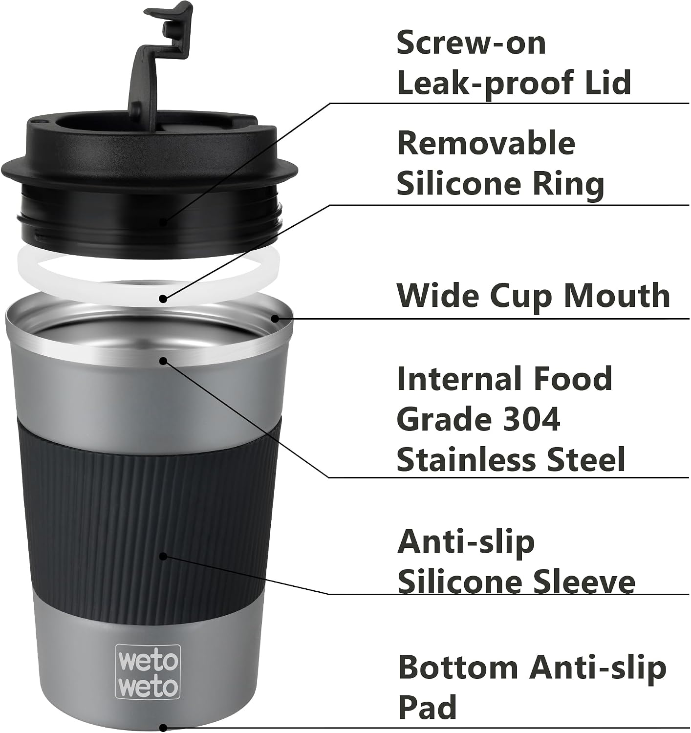 12 oz Stainless Steel Insulated Tumbler, Travel Coffee Mug, Insulated Coffee Mug with Lid, Spill Proof Coffee Cup, Portable Thermal Mug, Reusable Cup for Hot and Cold (Grey)