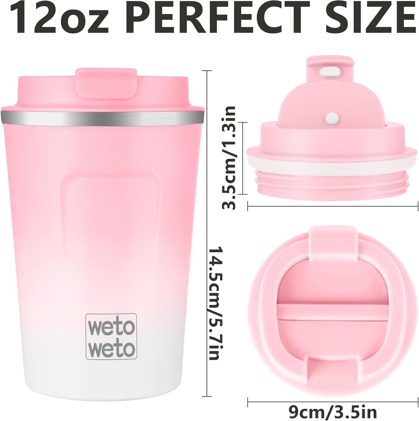 12 oz Stainless Steel Insulated Tumbler, Travel Coffee Mug, Insulated Coffee Mug with Lid, Spill Proof Coffee Cup, Portable Thermal Mug, Reusable Cup for Hot and Cold (Grey)
