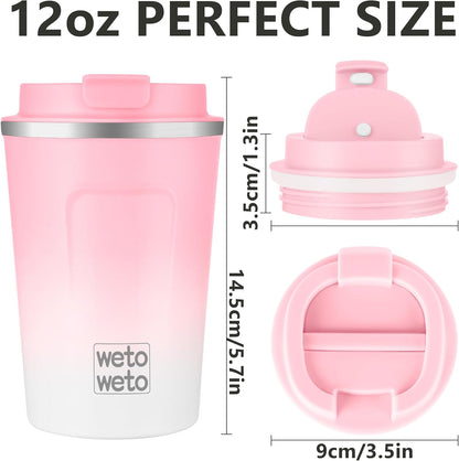 12 oz Stainless Steel Insulated Tumbler, Travel Coffee Mug, Insulated Coffee Mug with Lid, Spill Proof Coffee Cup, Portable Thermal Mug, Reusable Cup for Hot and Cold (Grey)