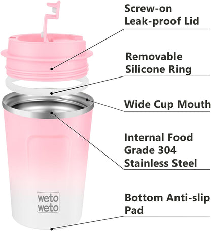 12 oz Stainless Steel Insulated Tumbler, Travel Coffee Mug, Insulated Coffee Mug with Lid, Spill Proof Coffee Cup, Portable Thermal Mug, Reusable Cup for Hot and Cold (Grey)