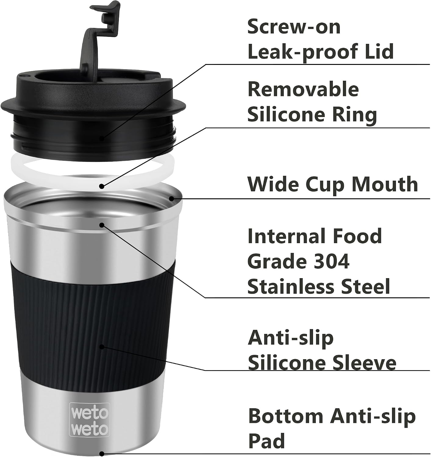 12 oz Stainless Steel Insulated Tumbler, Travel Coffee Mug, Insulated Coffee Mug with Lid, Spill Proof Coffee Cup, Portable Thermal Mug, Reusable Cup for Hot and Cold (Grey)