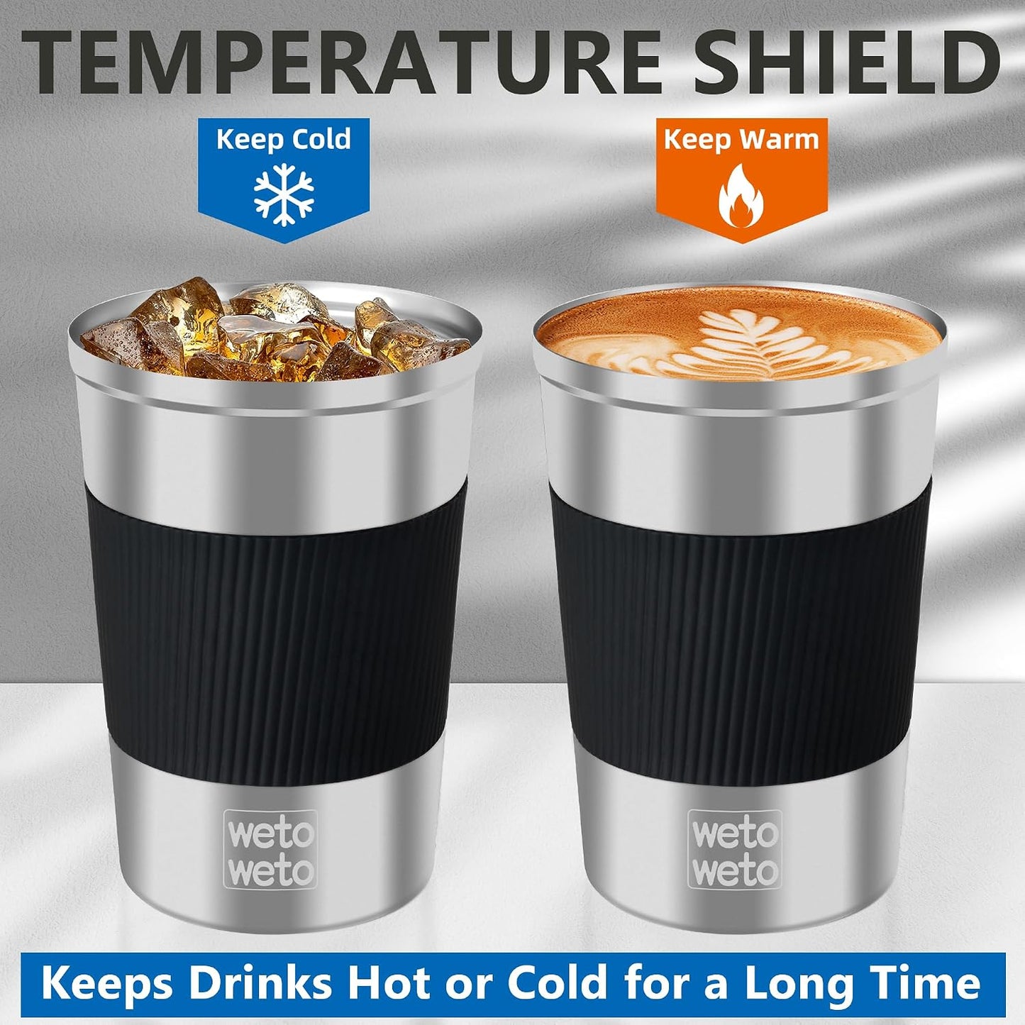 12 oz Stainless Steel Insulated Tumbler, Travel Coffee Mug, Insulated Coffee Mug with Lid, Spill Proof Coffee Cup, Portable Thermal Mug, Reusable Cup for Hot and Cold (Grey)