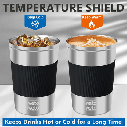 12 oz Stainless Steel Insulated Tumbler, Travel Coffee Mug, Insulated Coffee Mug with Lid, Spill Proof Coffee Cup, Portable Thermal Mug, Reusable Cup for Hot and Cold (Grey)
