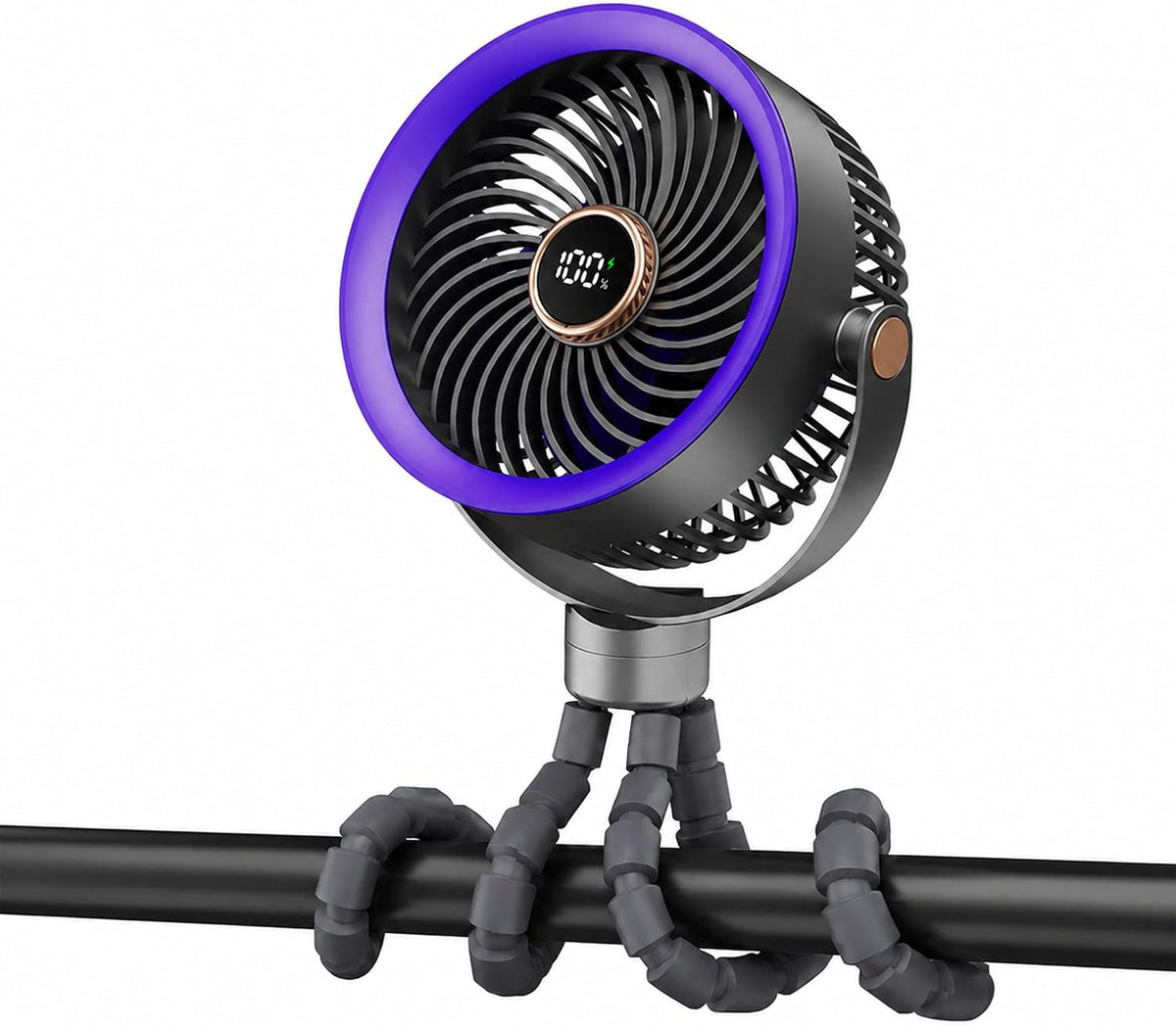 Stroller Fan for Baby Sleeping with Ultra-Quiet, Battery Powered Personal Fan with 5 Speeds & LED Display, 360° Rotation Portable Fan for Crib, Car Seat, Travel