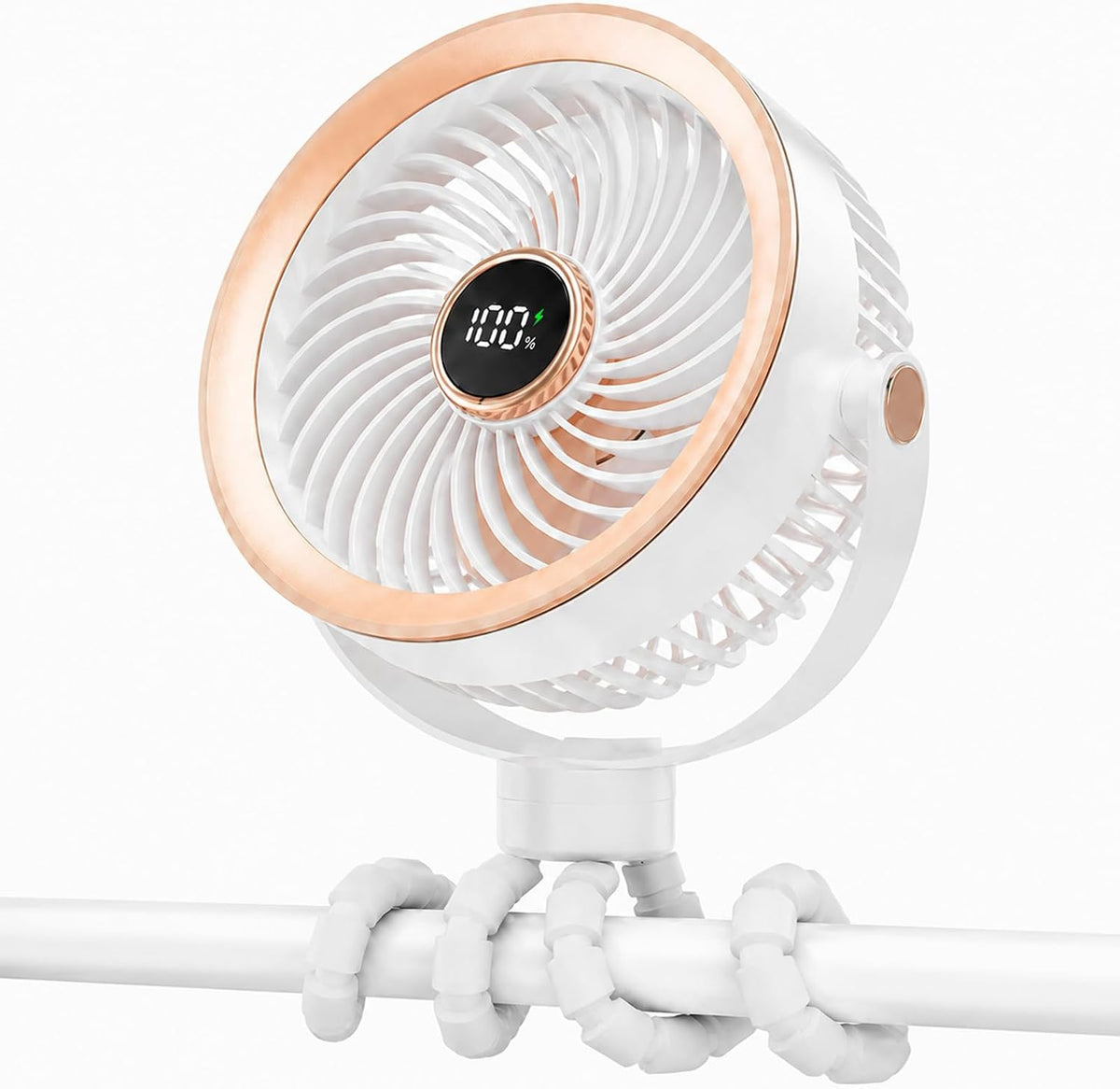 Stroller Fan for Baby Sleeping with Ultra-Quiet, Battery Powered Personal Fan with 5 Speeds & LED Display, 360° Rotation Portable Fan for Crib, Car Seat, Travel