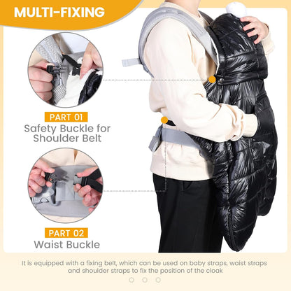 Orzbow Winter Baby Carrier Cover with Detachable Hood, Light Gray