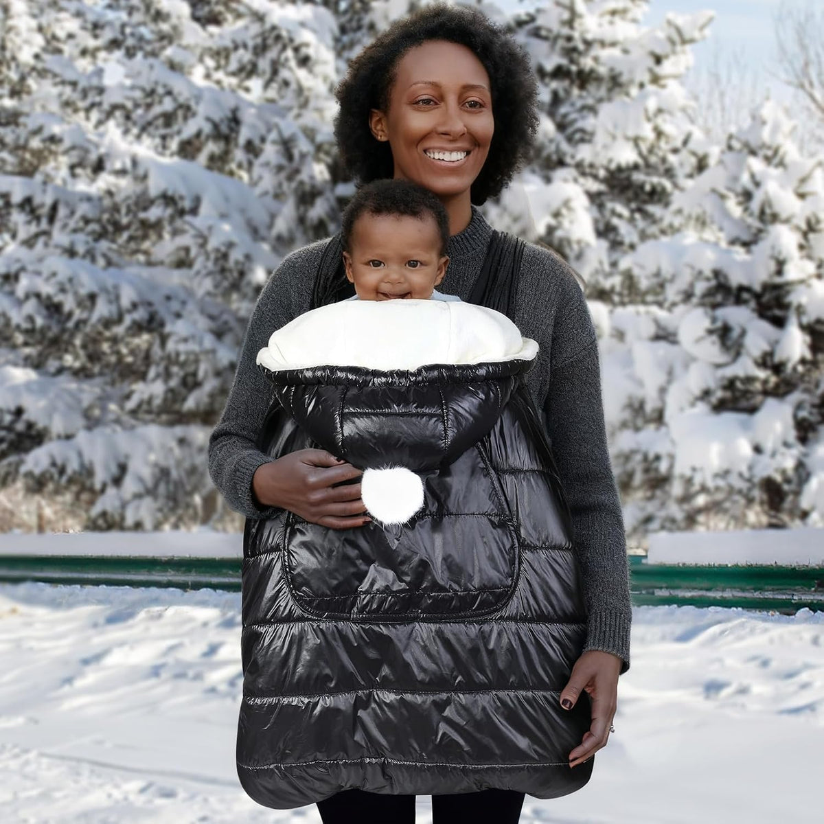 Orzbow Winter Baby Carrier Cover with Detachable Hood, Light Gray