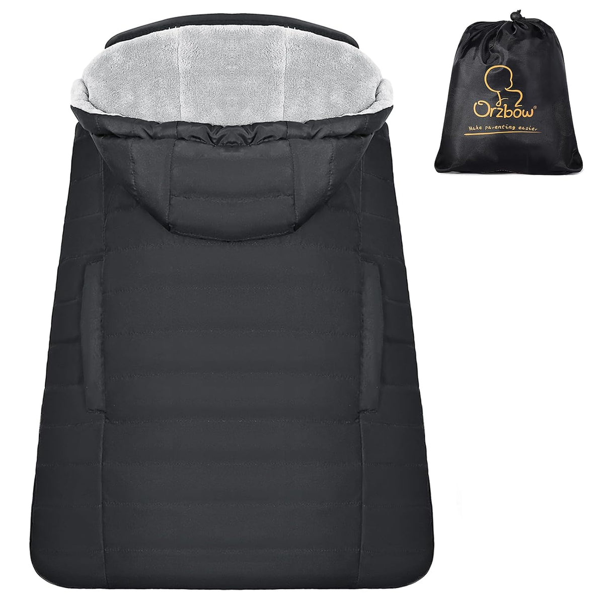 Orzbow Winter Baby Carrier Cover with Detachable Hood, Light Gray