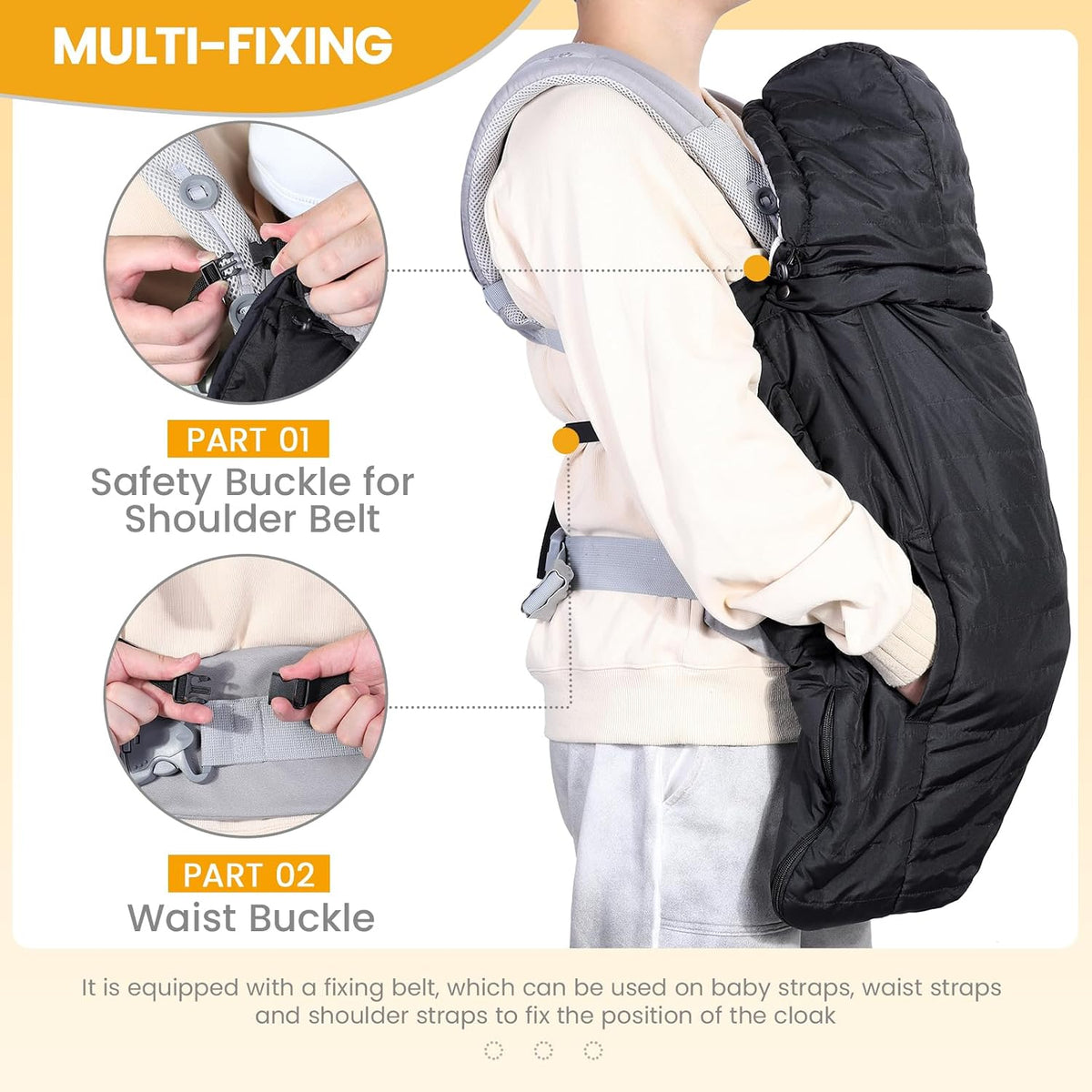 Orzbow Winter Baby Carrier Cover with Detachable Hood, Light Gray