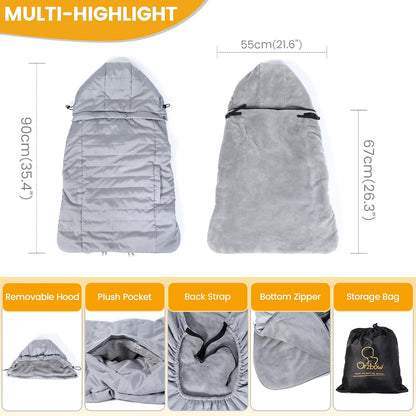 Orzbow Winter Baby Carrier Cover with Detachable Hood, Light Gray