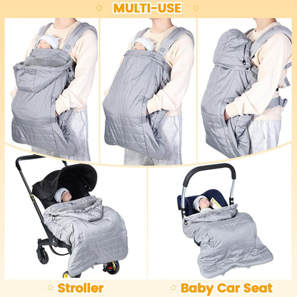 Orzbow Winter Baby Carrier Cover with Detachable Hood, Light Gray