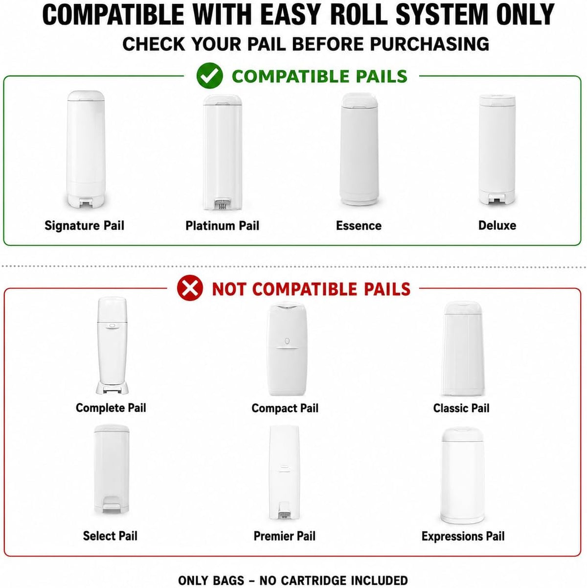 Diaper Refill bags for Diaper Genie Easy Roll – 60 Bags (2x30) – Bags Only, No Cartridge – Max Odor Control – 100% Compatible with Platinum & Signature Pails, Holds 2820 Newborn Diapers