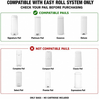 Diaper Refill bags for Diaper Genie Easy Roll – 60 Bags (2x30) – Bags Only, No Cartridge – Max Odor Control – 100% Compatible with Platinum & Signature Pails, Holds 2820 Newborn Diapers