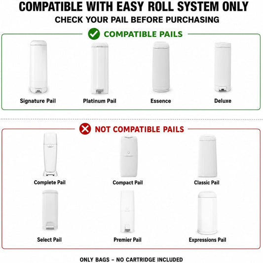 Diaper Refill bags for Diaper Genie Easy Roll – 60 Bags (2x30) – Bags Only, No Cartridge – Max Odor Control – 100% Compatible with Platinum & Signature Pails, Holds 2820 Newborn Diapers