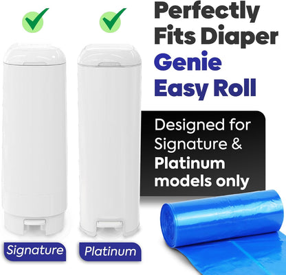 Diaper Refill bags for Diaper Genie Easy Roll – 60 Bags (2x30) – Bags Only, No Cartridge – Max Odor Control – 100% Compatible with Platinum & Signature Pails, Holds 2820 Newborn Diapers