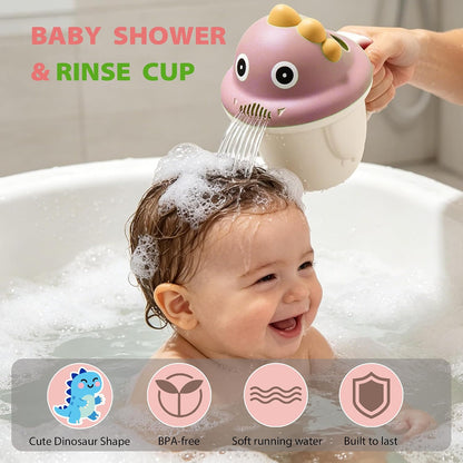 Baby Bath Rinse Cup, Shampoo Bath Rinser with Easy-Grip Handle, Tear-Free Design for Infants, Toddlers and Kids (Pink)