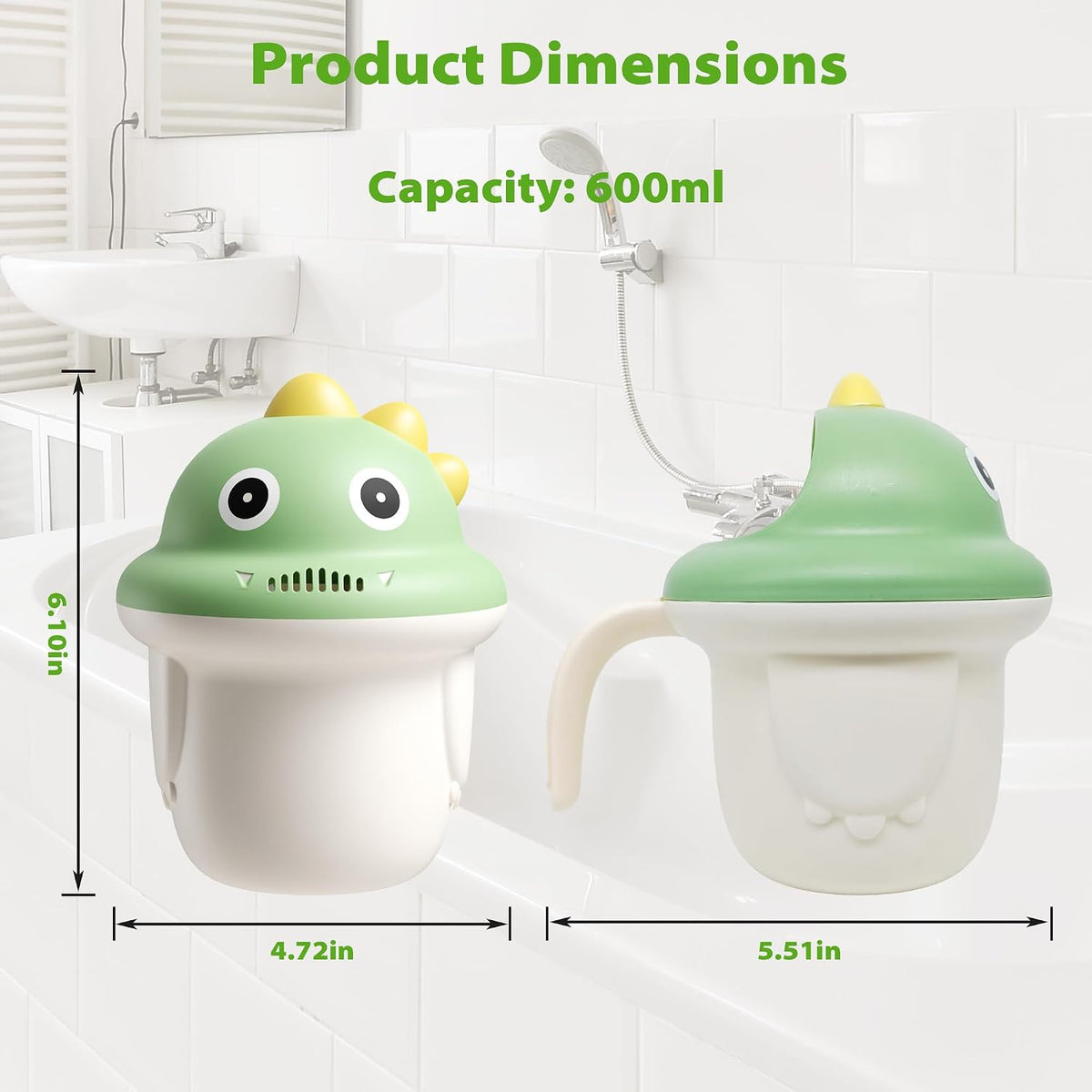 Baby Bath Rinse Cup, Shampoo Bath Rinser with Easy-Grip Handle, Tear-Free Design for Infants, Toddlers and Kids (Pink)