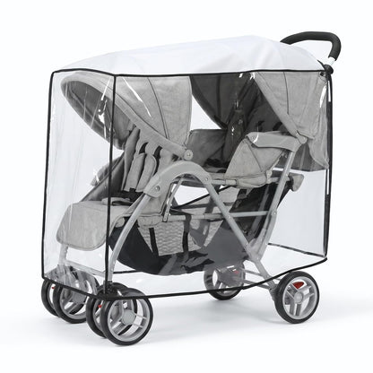 Double Stroller Rain Cover for Tandem Stroller, Universal Fit, Easy Use