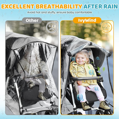 Double Stroller Rain Cover for Tandem Stroller, Universal Fit, Easy Use
