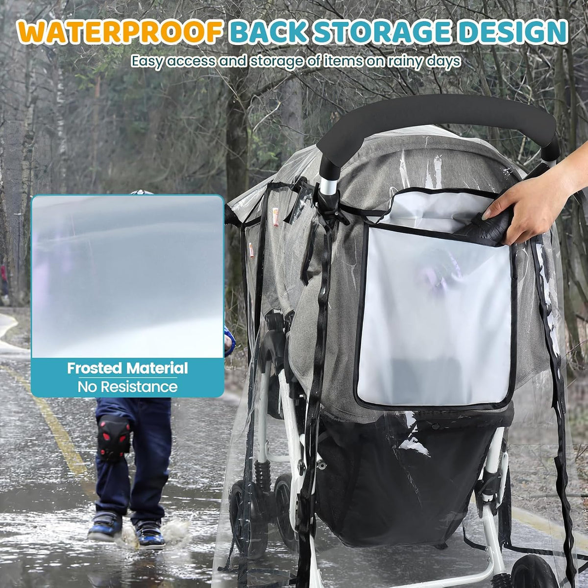 Double Stroller Rain Cover for Tandem Stroller, Universal Fit, Easy Use