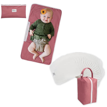 Portable Baby Diaper Changing Pad Mat + Reusable Baby Wipes