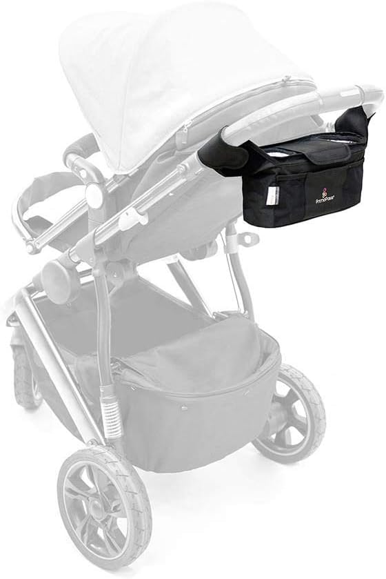 Stroller Organizer with Insulated Cup Holders – Fits Most Strollers and Includes Handlebar Organizer with Adjustable Straps, Multiple Storage Pockets for Bottles, Phone & Baby Essentials