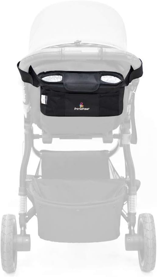 Stroller Organizer with Insulated Cup Holders – Fits Most Strollers and Includes Handlebar Organizer with Adjustable Straps, Multiple Storage Pockets for Bottles, Phone & Baby Essentials