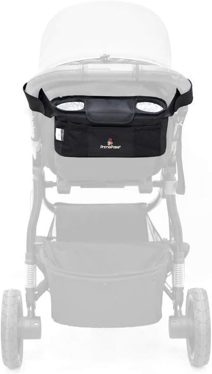 Stroller Organizer with Insulated Cup Holders – Fits Most Strollers and Includes Handlebar Organizer with Adjustable Straps, Multiple Storage Pockets for Bottles, Phone & Baby Essentials